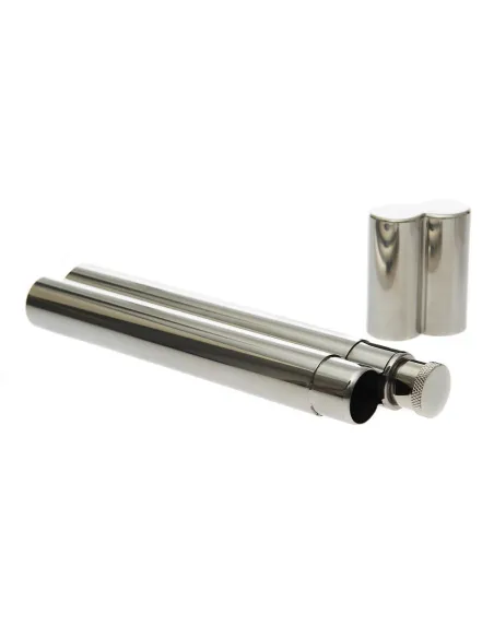 Tubo porta sigari con fiaschetta tascabile in Acciaio Inox