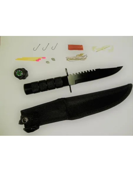 Coltello Mini Survival Rambo con fodero e kit sopravvivenza 101 INC