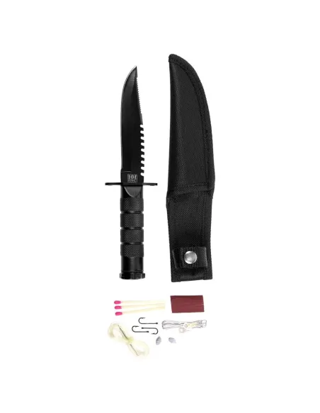 Coltello Mini Survival Rambo con fodero e kit sopravvivenza 101 INC