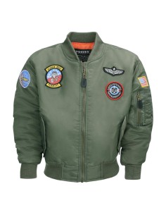 Giacca Bomber Militare MA-1 verde da bambino con toppe USAF Fostex Garments