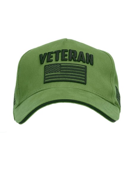 Cappello da baseball militare U.S. Army con scritta ricamata Veteran e bandiera USA Fostex Garments