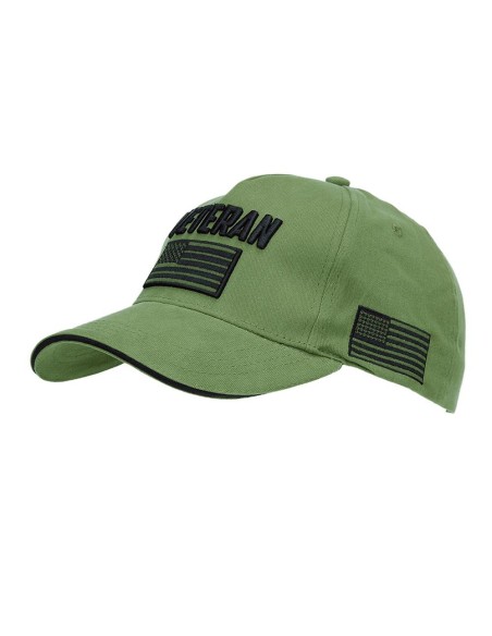 Cappello da baseball militare U.S. Army con scritta ricamata Veteran e bandiera USA Fostex Garments