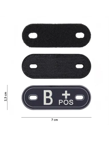 Dog tag piastrina patch 3D PVC velcro gruppo sanguigno B+ positivo fluo 101 INC