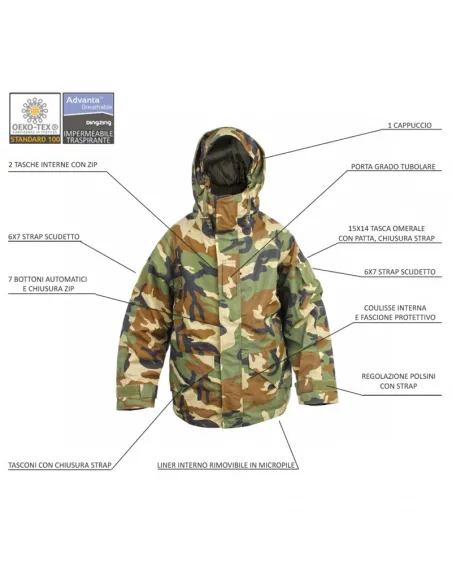 Parka impermeabile traspirante con liner SBB Brancaleoni