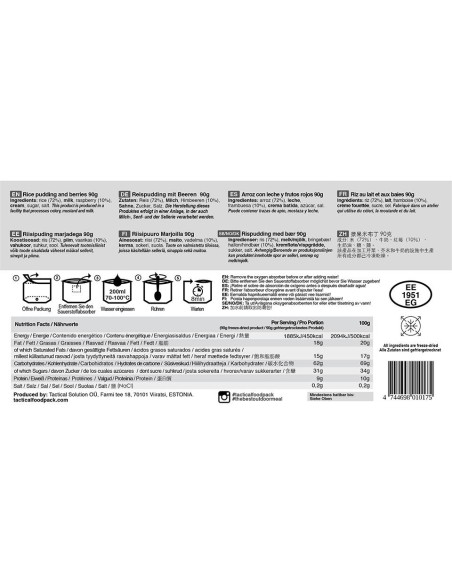 Razione Porridge riso e lamponi 90 gr Tactical Foodpack Tactical Foodpack