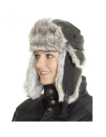 Berretto in pelle con pelliccia Fostex Garments